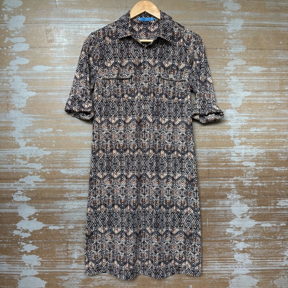 J. McLaughlin Lawrence Polo Dress Catalina Cloth Geometric Preppy Womens S